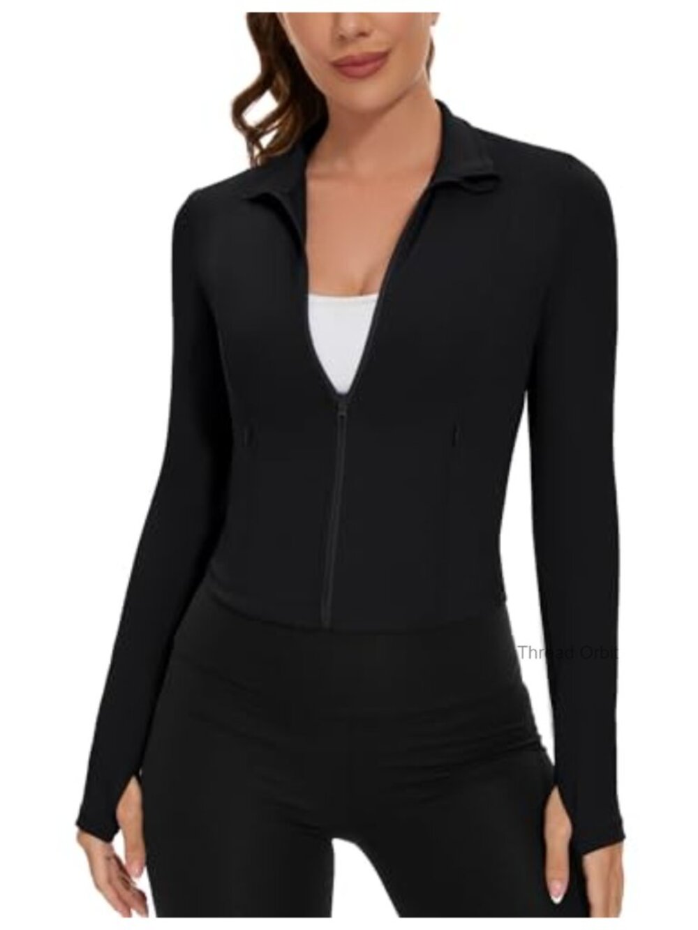 Women's Cropped Workout Jacket Zip Up Athletic Slim Fit Lightweight Running
